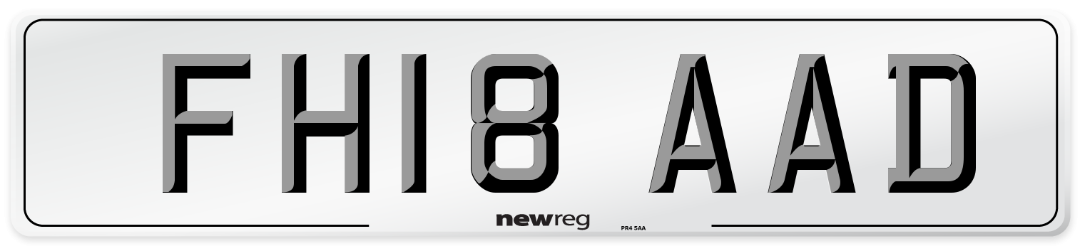 FH18 AAD Number Plate from New Reg